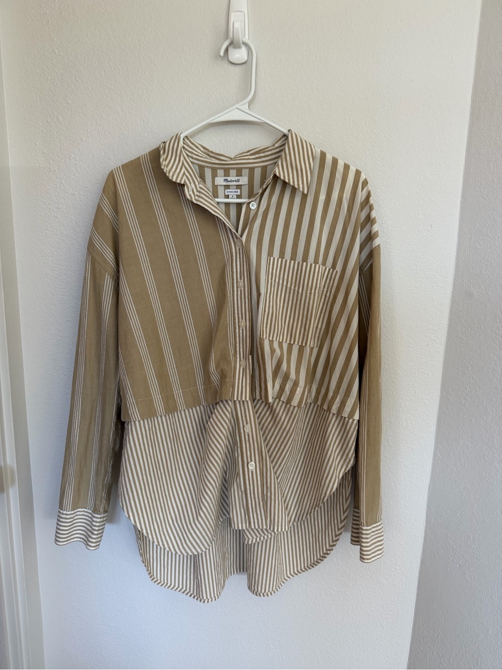 Madewell Modular Oversized Button-Up Shirt in Mixed Stripe Medium